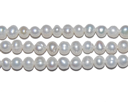 16 inches 3-4mm White Potato Fresh Water Pearls Loose Strand