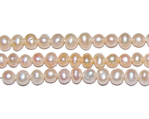 16 inches 3-4mm Natural Pink Potato Fresh Water Pearls Loose Strand