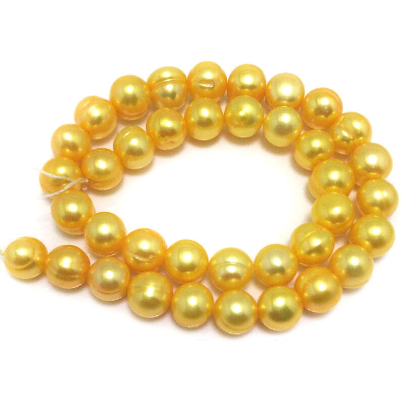16 inches 10-11mm Golden High Luster Potato Pearls Loose Strand