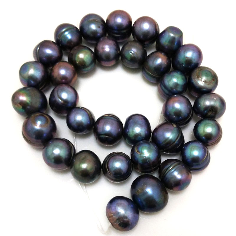 16 inches 12-13mm Black Natural Potato Fresh Water Pearls Loose Strand