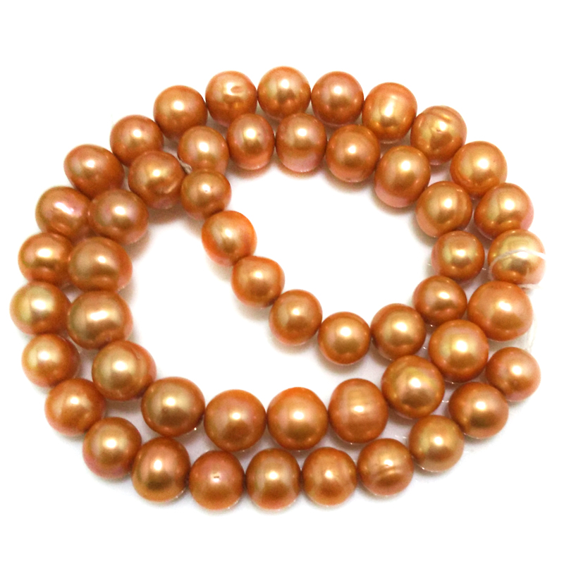 16 inches 8-9mm Gold Natural Potato Fresh Water Pearls Loose Strand