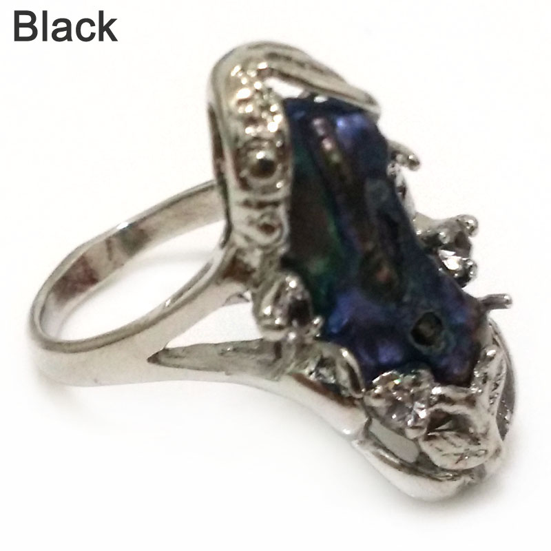7# 13x25 mm Black Natural Women Baroque Pearl Ring