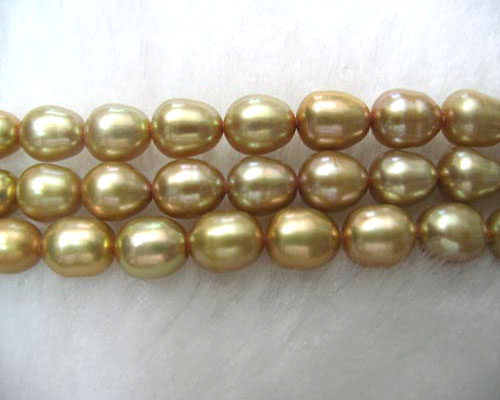 16 inches 7-8mm Champagne Rice Pearls Loose Strand