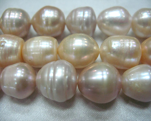 16 inches 11-12mm Natural Pink Rice Pearls Loose Strand
