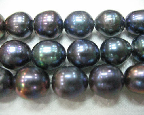 16 inches AA 11-12mm Black Rice Pearls Loose Strand