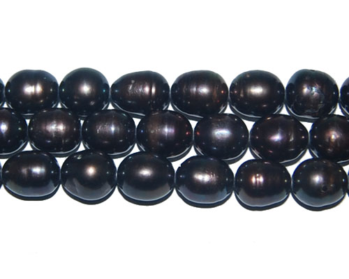 16 inches A 11-12mm Black Rice Pearls Loose Strand