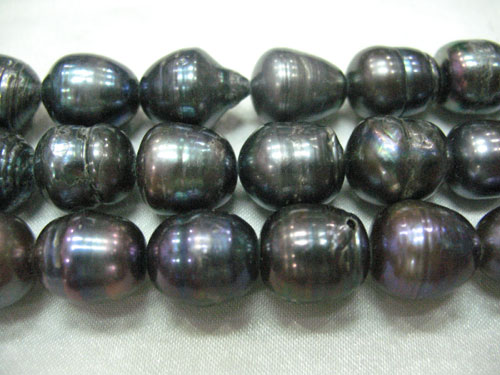 16 inches 11-12mm A Black Rice Pearls Loose Strand