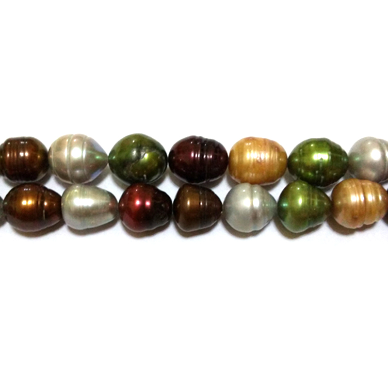 16 inches 12-13mm A Good Luster Multicolor Natural Rice Pearls Loose Strand