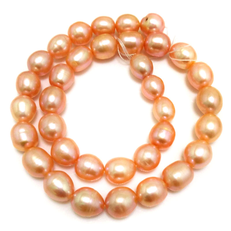16 inches 10-11mm AAA Natural Pink Rice Pearls Loose Strand