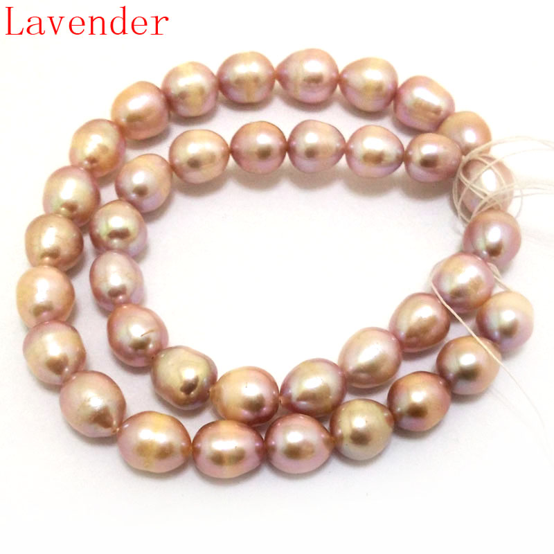 16 inches 9-10mm Natural Lavender Rice Pearls Loose Strand