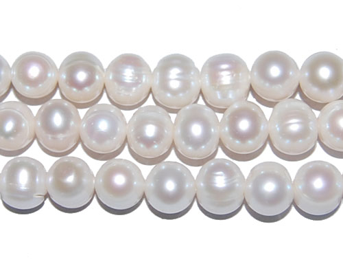 16 inches A 9-10mm Good Luster White Round Fresh Water Pearls Loose Strand