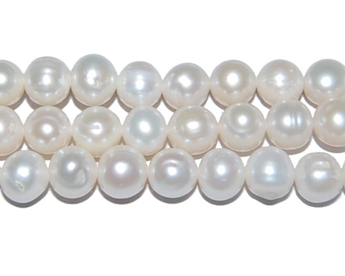 16 inches A+ 8-9mm Good Luster White Round Pearls Loose Strand