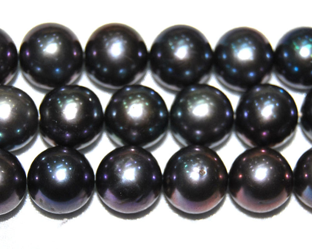 16 inches AA  6-7mm Black Round Freshwater Pearls Loose Strand