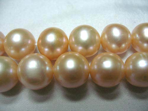 16 inches AA 12-13mm Natural Pink Round Freshwater Pearls Strand