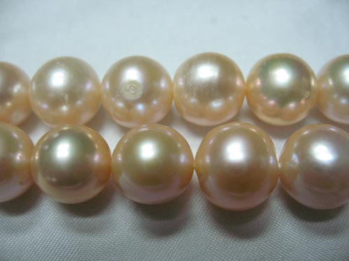 16 inches AA 11-12mm Pink Round Freshwater Pearls Loose Strand