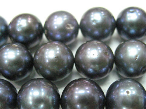 16 inches AA 10-11mm Black Round Freshwater Pearls Loose Strand