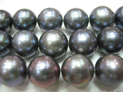 16 inches AA 12-13mm Black Round Freshwater Pearls Loose Strand