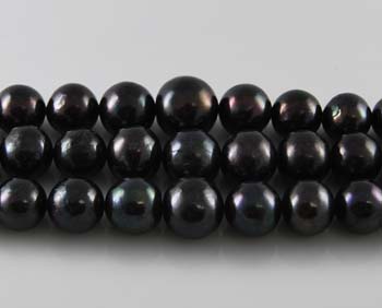 16 inches A 8-9mm Black Round Freshwater Pearls Loose Strand