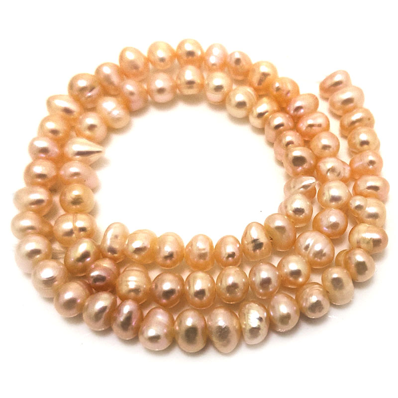 16 inches 5-6mm Natural Pink Potato Pearls Loose Strand