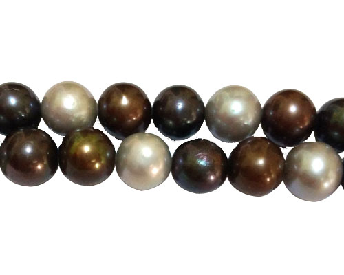 16 inches 10-11mm AA Multicolor Round Freshwater Pearl Loose Strand