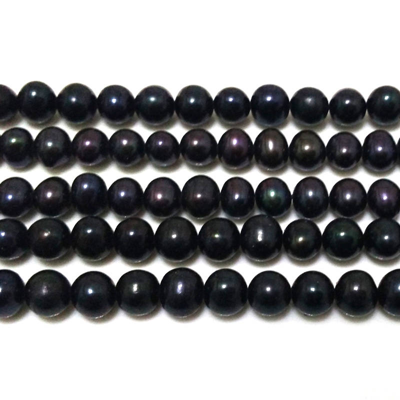 16 inches 6-7mm Grade A+ Round Black Pearls Loose Strand