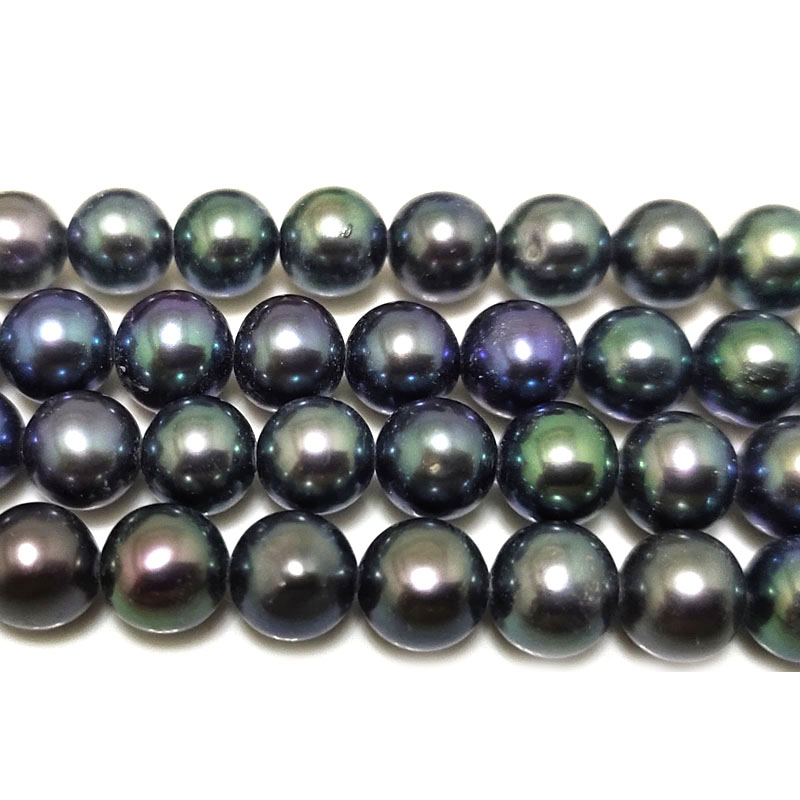 16 inches 7-8mm AA Peacock Round Pearls Loose Strand