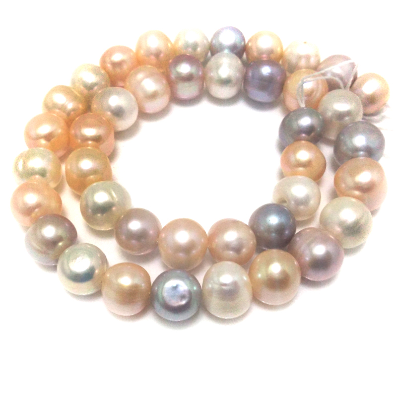 16 inches 10-11mm A+ Natural Multicolor Round Freshwater Pearls Loose Strand
