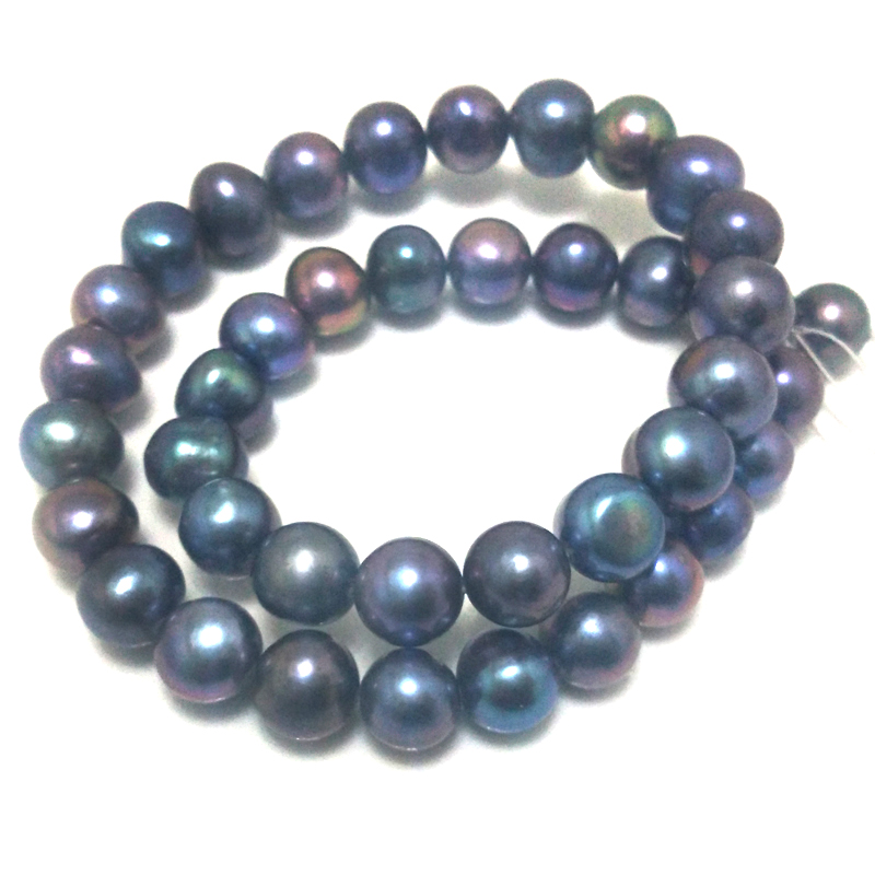 16 inches 10-11mm A+ Black Natural Round Freshwater Pearls Loose Strand