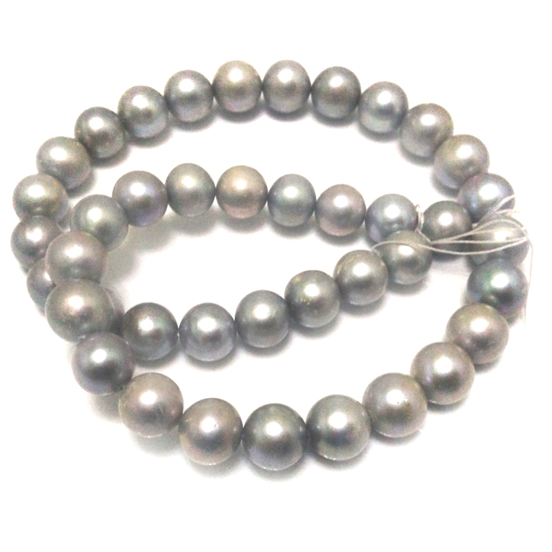 16 inches 10-11mm A+ Silver Natural Round Freshwater Pearls Loose Strand