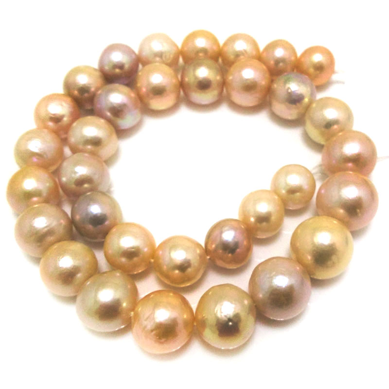 16 inches 12-15mm AA+ High Luster Round Edison Pearls Loose Strand
