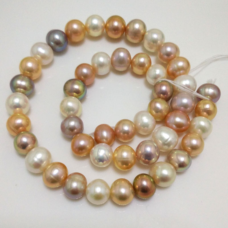 16 inches 9-10mm AA High Luster Round Multicolor Pearls Loose Strand