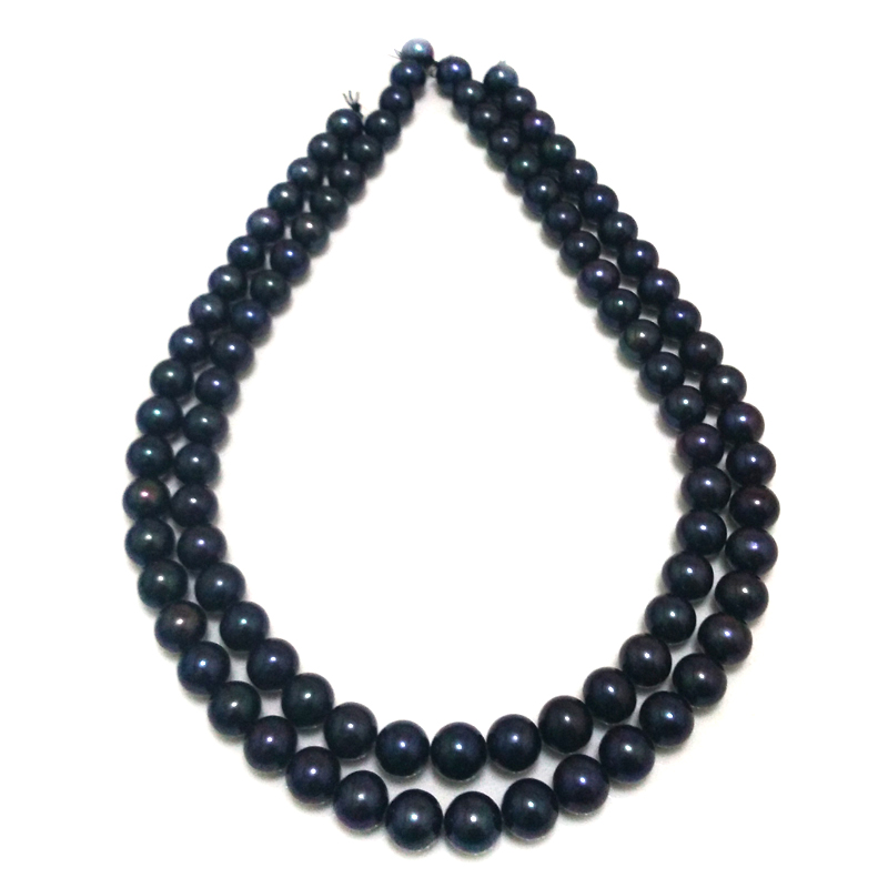 16 inches 9-10mm AAA Black Round Pearls Loose Strand