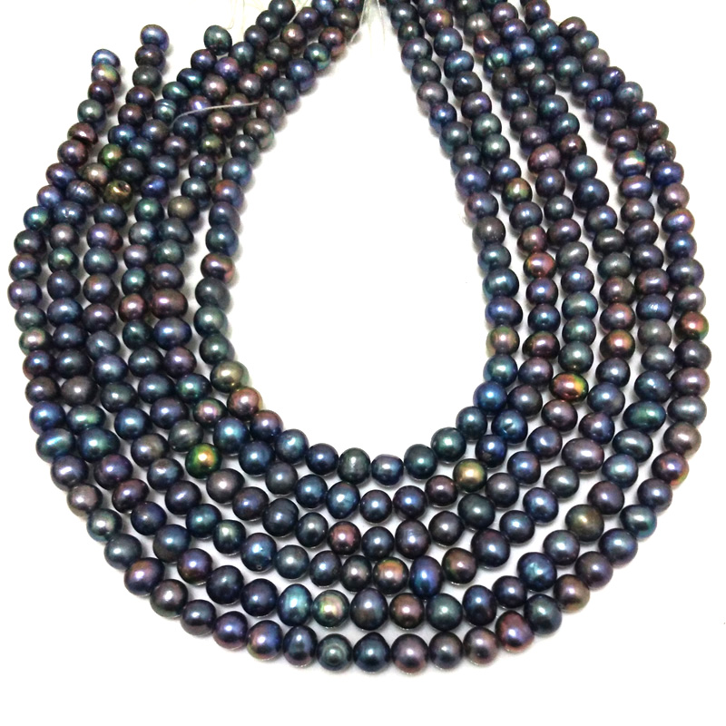 16 inches 6-7mm A+ Peacock Round Pearls Loose Strand