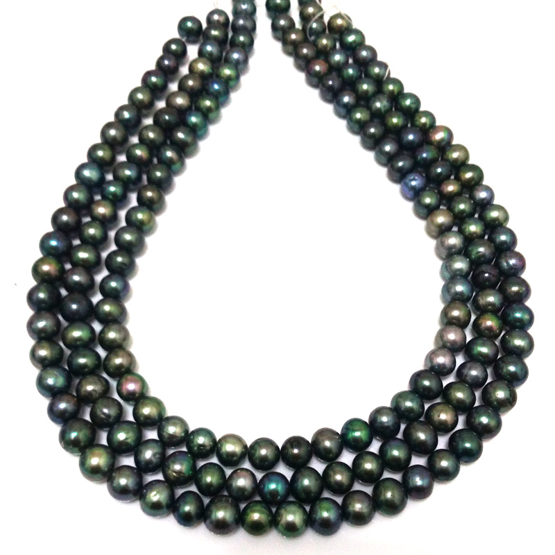 16 inches 8-9mm AA High Luster Peacock Round Pearls Loose Strand
