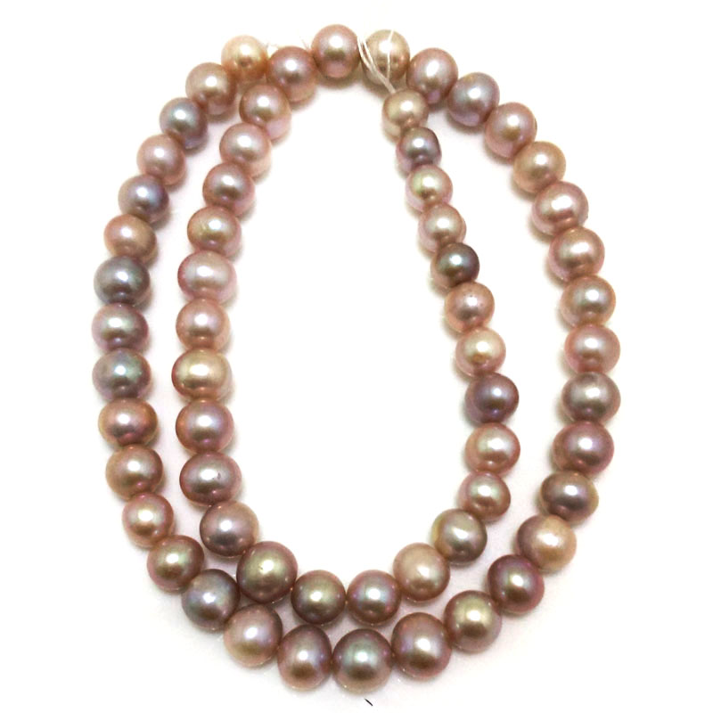 16 inches 7-8mm AA+ High Luster Natural Lavender Round Pearls Loose Strand