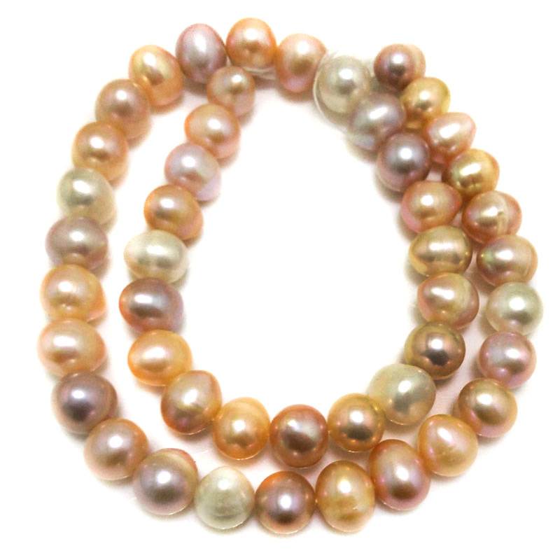16 inches 7-8mm AA+ High Luster Natural Multicolor Round Pearls Loose Strand