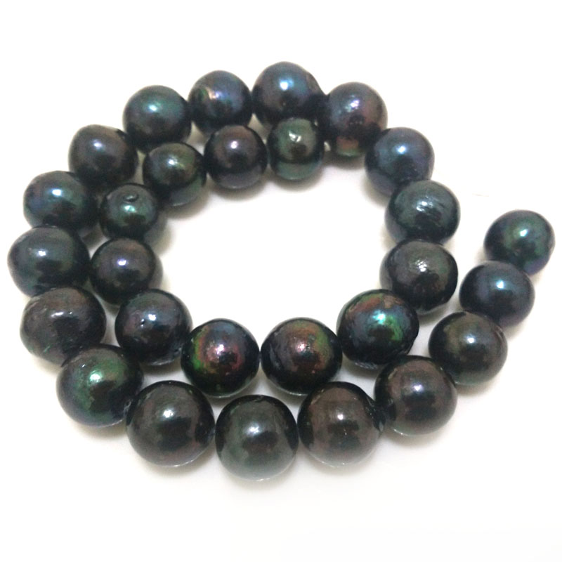 16 inches 15-17mm Large Round Black Edison Pearls Loose Strand