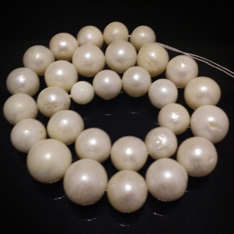 16 inches 12-16mm A+ Large Round White Edison Pearls Loose Strand