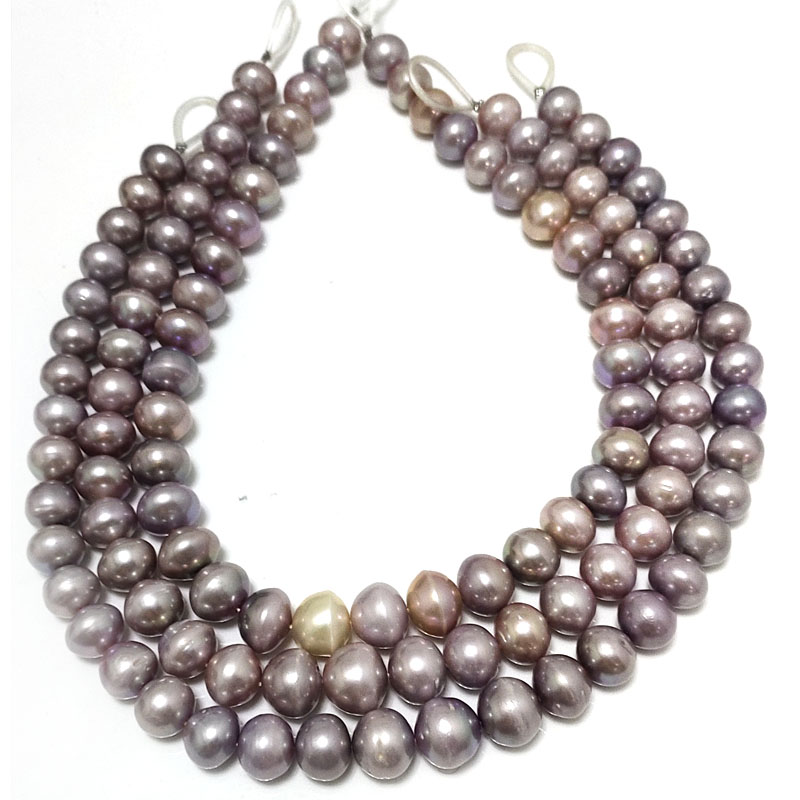 16 inches 12-15mm AA+ Oval Natural Lavender Fresh Water Edison Pearls Loose Strand