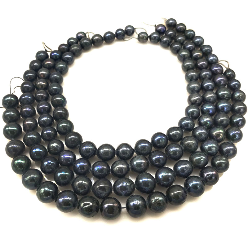 16 inches 11-14mm Black Round Large Edison Pearls Loose Strand