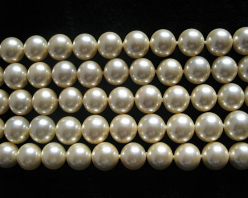 16 inches Light Yellow Round Shell Pearls Loose Strand