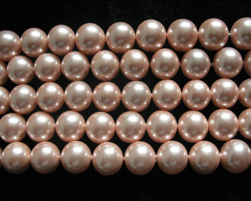 16 inches Pink Round Shell Pearls Loose Strand