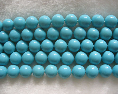16 inches Blue Round Shell Pearls Loose Strand