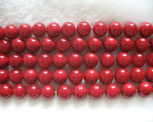 16 inches Red Round Shell Pearls Loose Strand