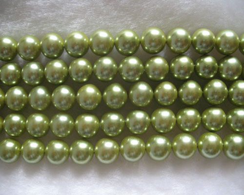 16 inches Light Green Round Shell Pearls Loose Strand