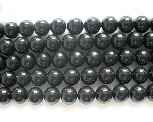 16 inches Black Round Shell Pearls Loose Strand