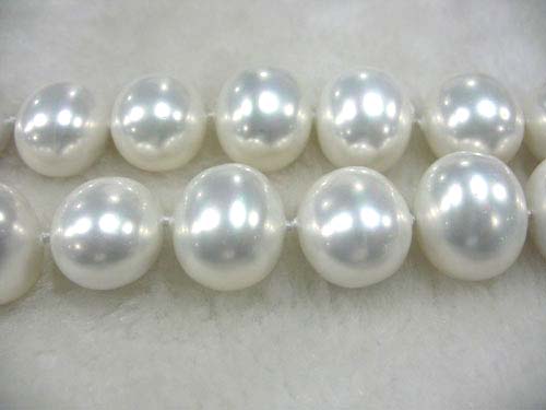 16 inches 16-20mm Egg Shaped White Shell Pearls Loose Strand