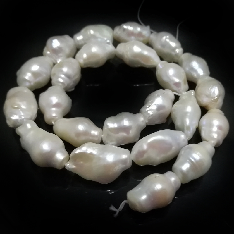 16 inches 12-25mm High Luster White Rice Shaped Baroque Pearls Loose Strand