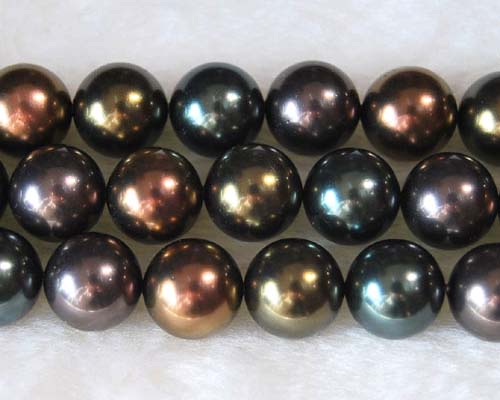 14mm Round Shaped Multicolor Shell Pearls Loose Strand