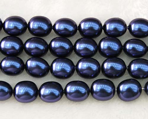 16 inches 16-20mm Rice Shaped Dark Blue Shell Pearls Loose Strand